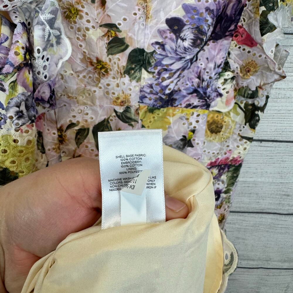 Express Women's Colorful Eyelet Lace Spring Ruffle Floral Dress Size Large - Picture 11 of 11